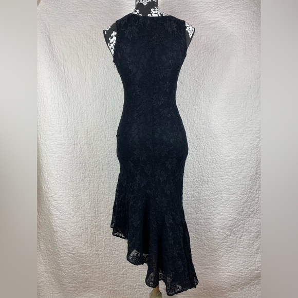 🔥Gorgeous Blondie Nites Lace Flare Ruffle Hem Sleeveless Black Dress XS/S - Picture 7 of 17